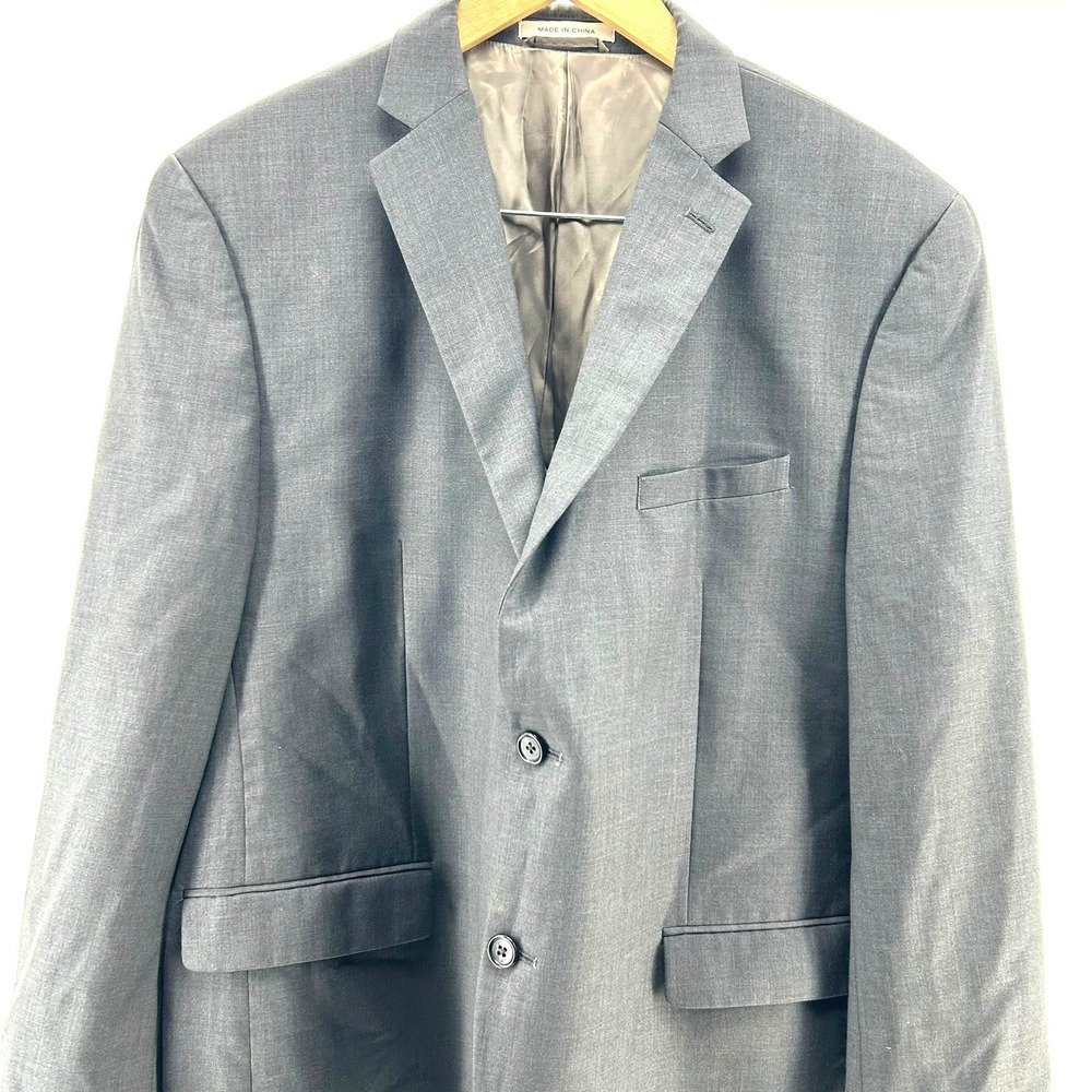 Joseph Abboud Mens Grey Wool Blend Two Button Blazer Sport Coat Jacket 44S